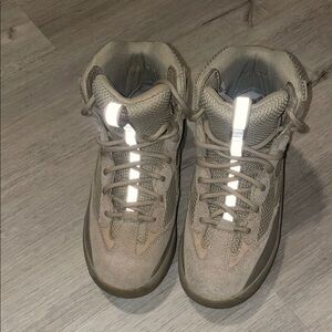 Yeezy Combat Boots in Taupe Beige with Reflective Striping